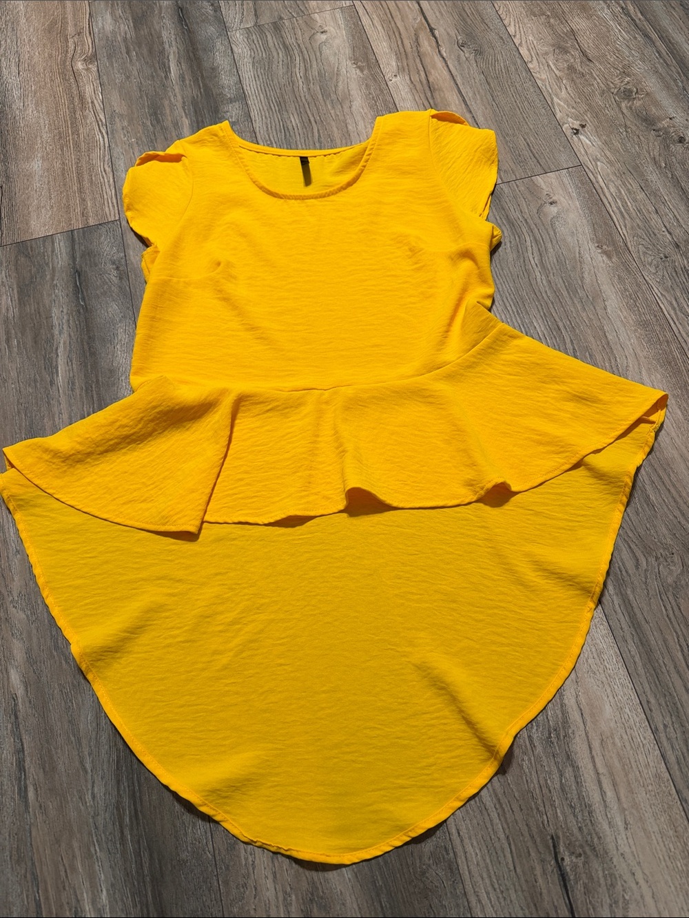 Women’s Yellow Peplum High-Low Blouse made in USA